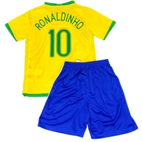 Piłkarski Komplet Strój Dziecięcy Brazylia 2006 Home Retro