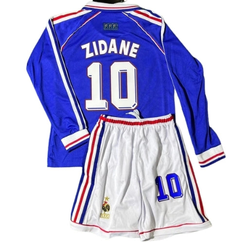 Piłkarski Komplet Strój Dziecięcy Francja 1998 Home MŚ Retro Długi Rękaw