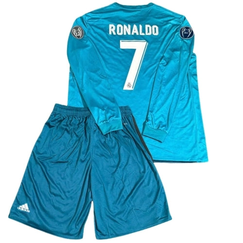 Komplet Piłkarski Dziecięcy Real Madryt 2017/2018 Away Retro Dł Rękaw