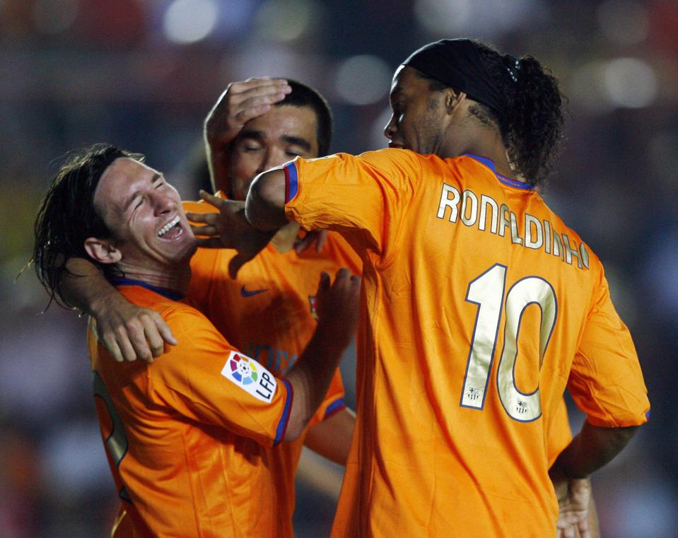 Piłkarski Komplet Strój Dziecięcy FC Barcelona 2007/2008 Away Retro