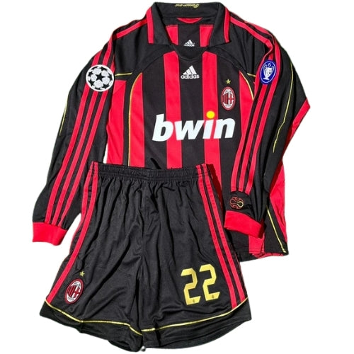 Piłkarski Komplet Strój Dziecięcy AC Milan 2006/2007 Home Retro Dł Rękaw