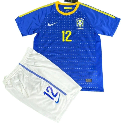 Piłkarski Komplet Strój Dziecięcy Brazylia 2010 Away Retro