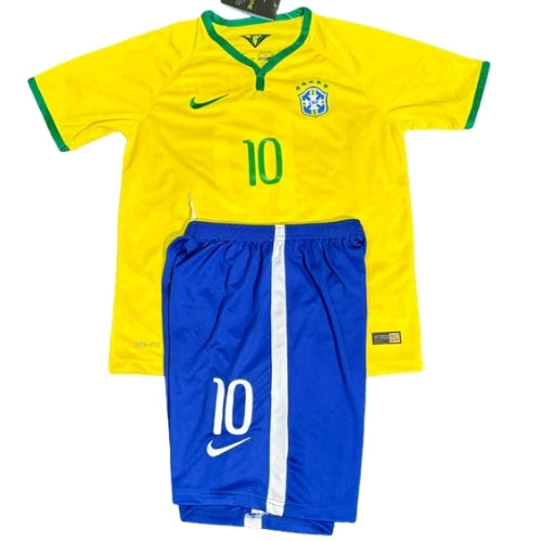 Piłkarski Komplet Strój Dziecięcy Brazylia 2010 Home Retro