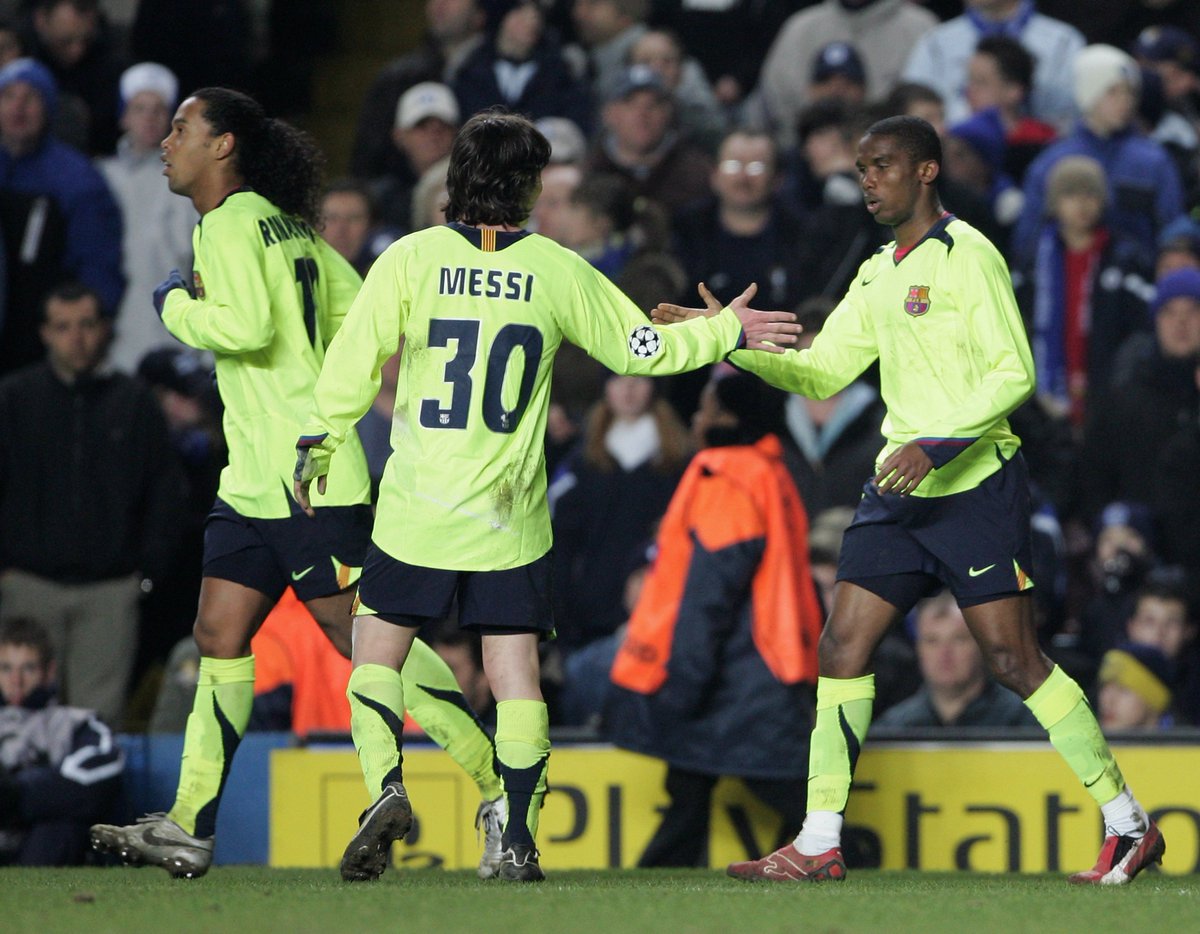 Piłkarski Komplet Strój Dziecięcy FC Barcelona 2005/2006 Away Retro