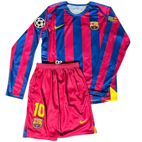 Piłkarski Komplet Strój Dziecięcy FC Barcelona 2005/2006 Home Retro Dł Rękaw