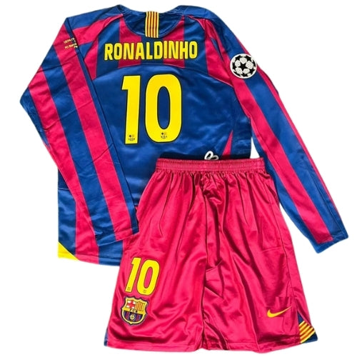 Piłkarski Komplet Strój Dziecięcy FC Barcelona 2005/2006 Home Retro Dł Rękaw