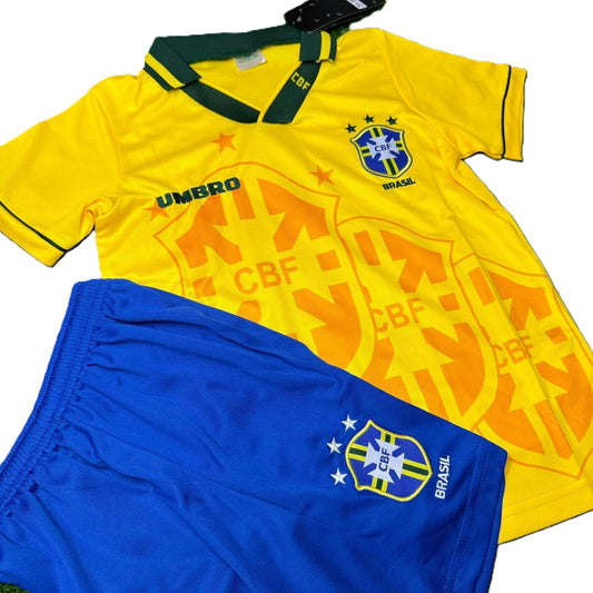 Piłkarski Komplet Strój Dziecięcy Brazylia 1994 Home MŚ Retro