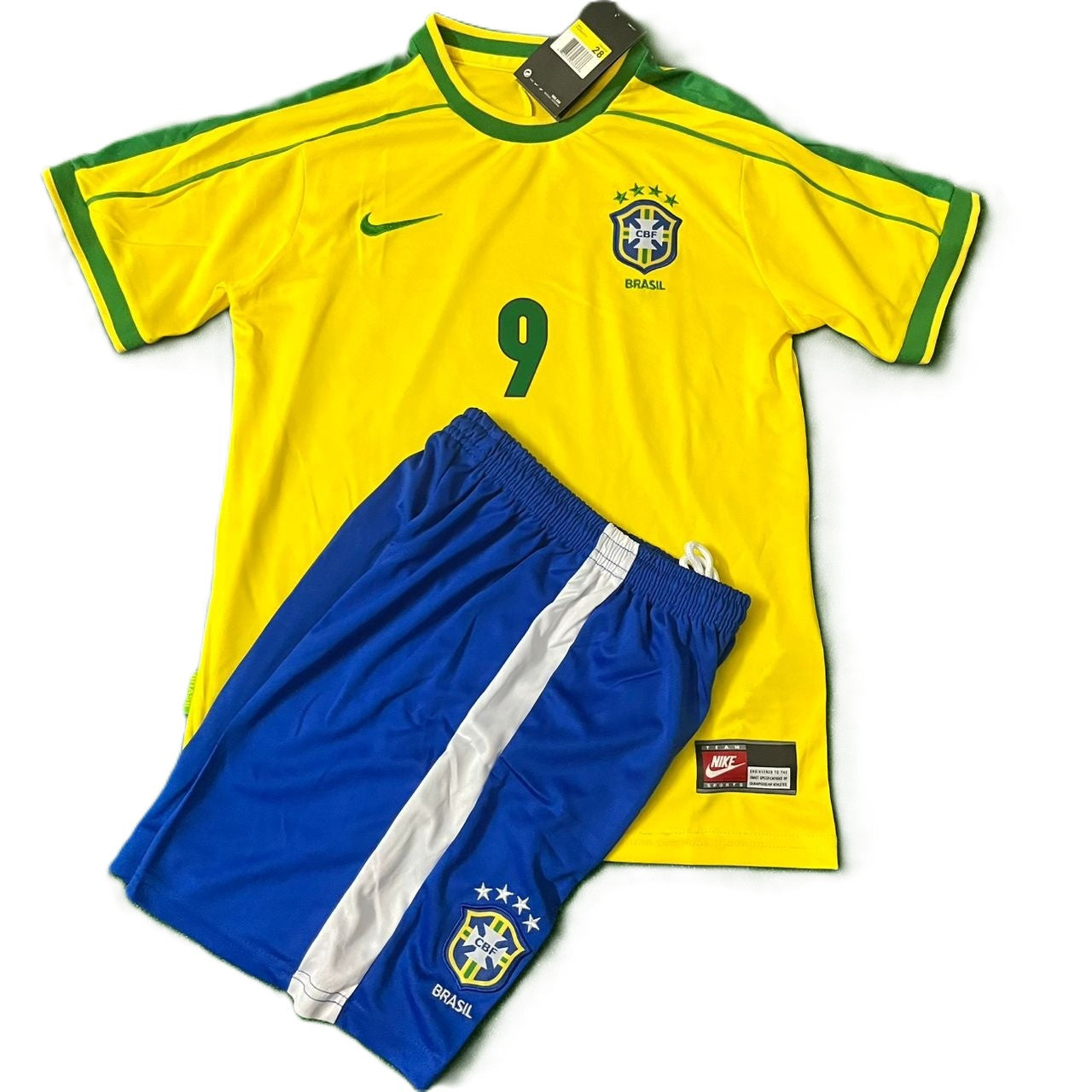 Piłkarski Komplet Strój Dziecięcy Brazylia 1998 Home MŚ Retro