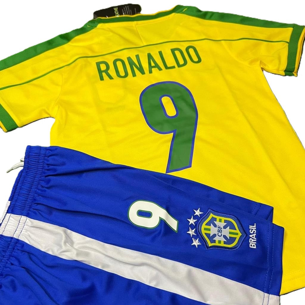 Piłkarski Komplet Strój Dziecięcy Brazylia 1998 Home MŚ Retro