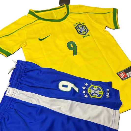 Piłkarski Komplet Strój Dziecięcy Brazylia 1998 Home MŚ Retro