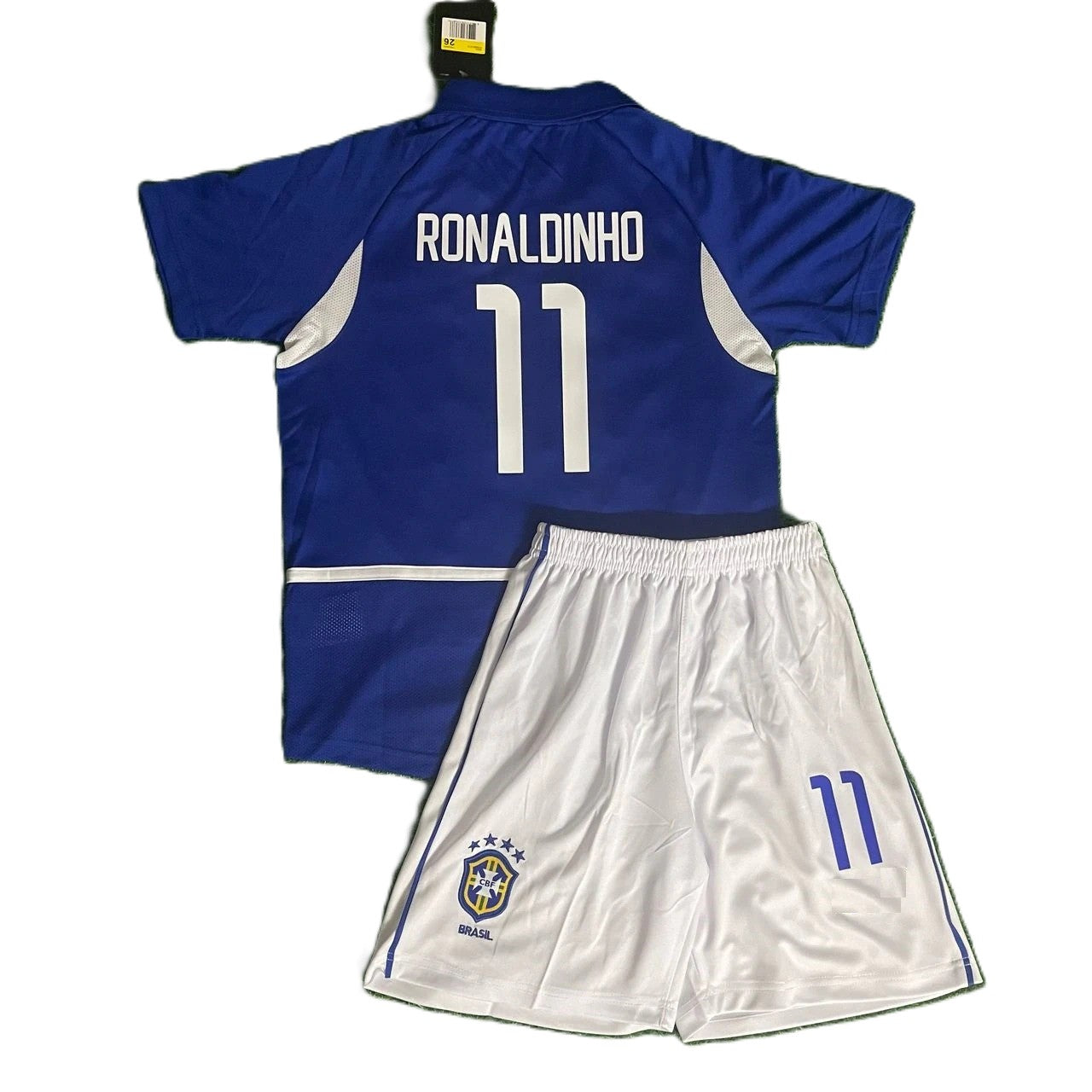 Piłkarski Komplet Strój Dziecięcy Brazylia 2002 MŚ Away Retro