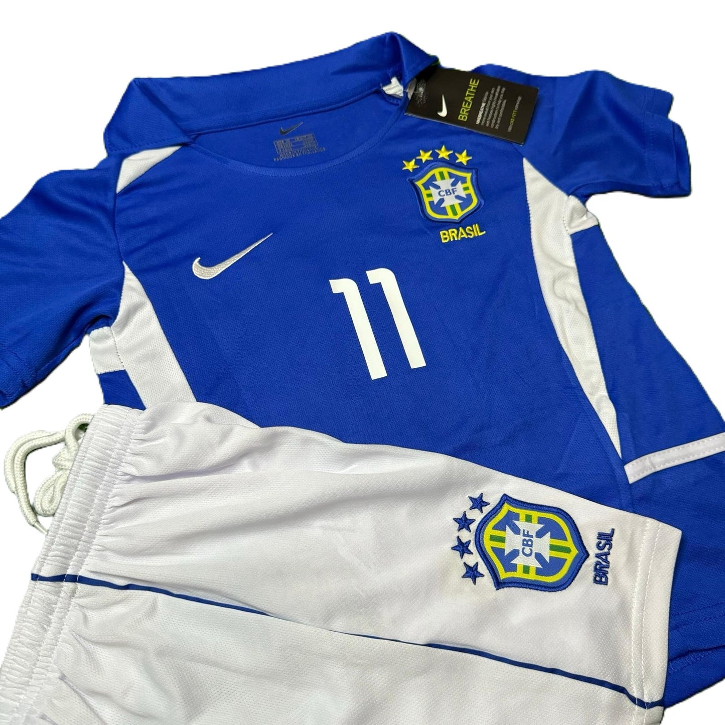 Piłkarski Komplet Strój Dziecięcy Brazylia 2002 MŚ Away Retro