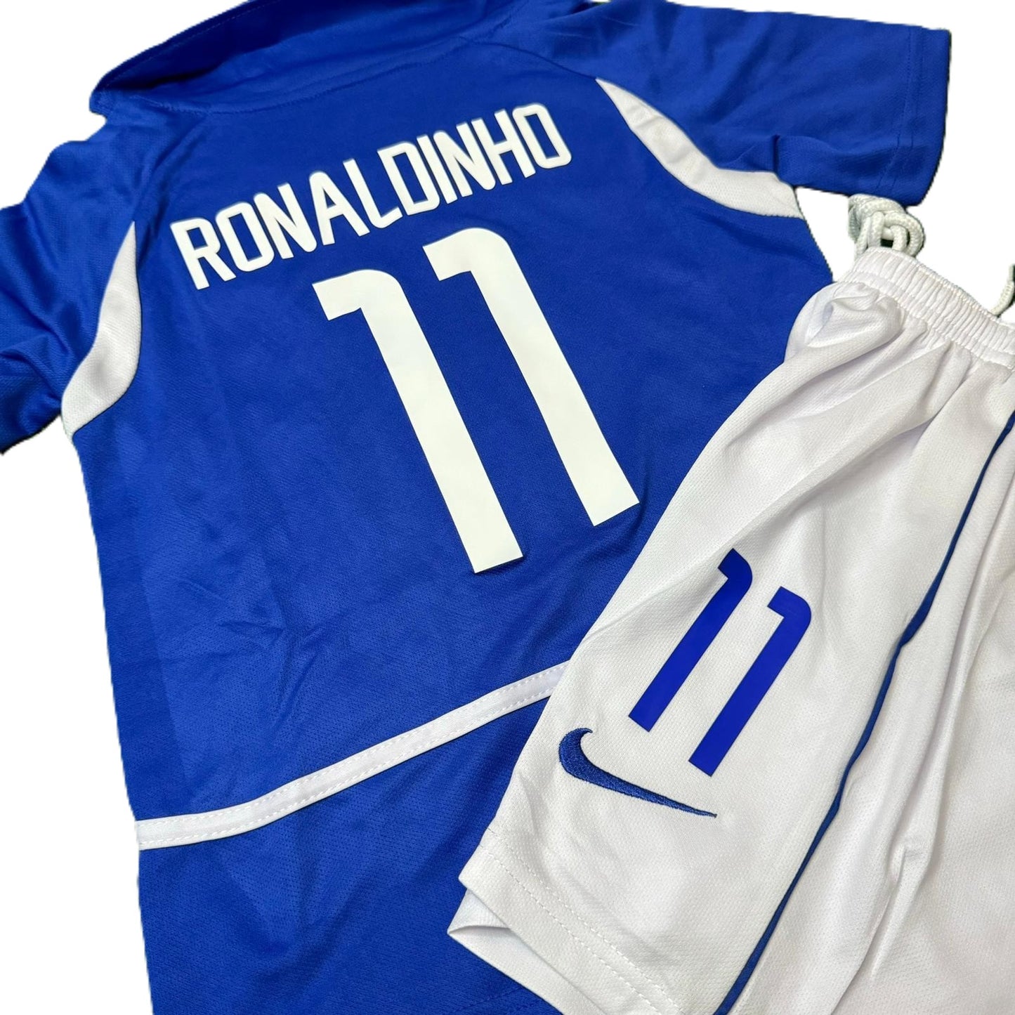 Piłkarski Komplet Strój Dziecięcy Brazylia 2002 MŚ Away Retro