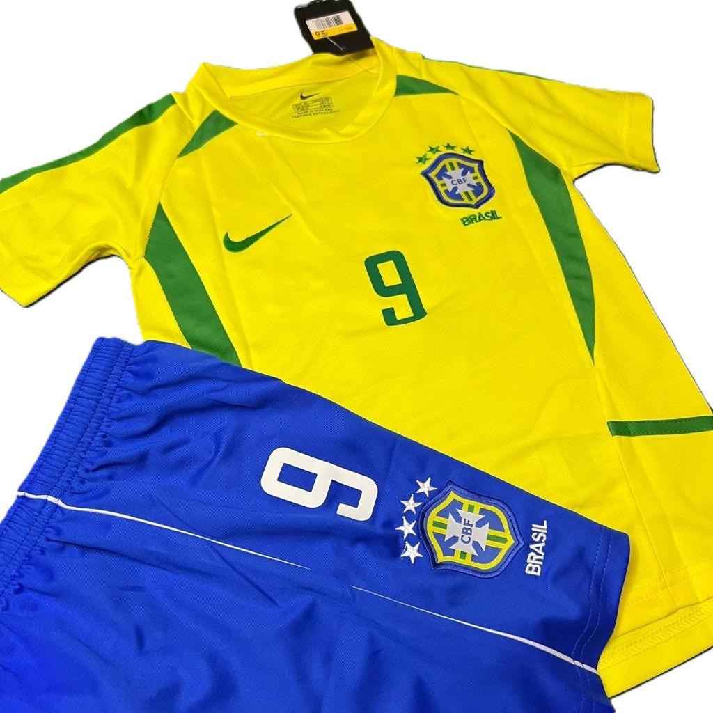 Piłkarski Komplet Strój Dziecięcy Brazylia 2002 Home MŚ Retro