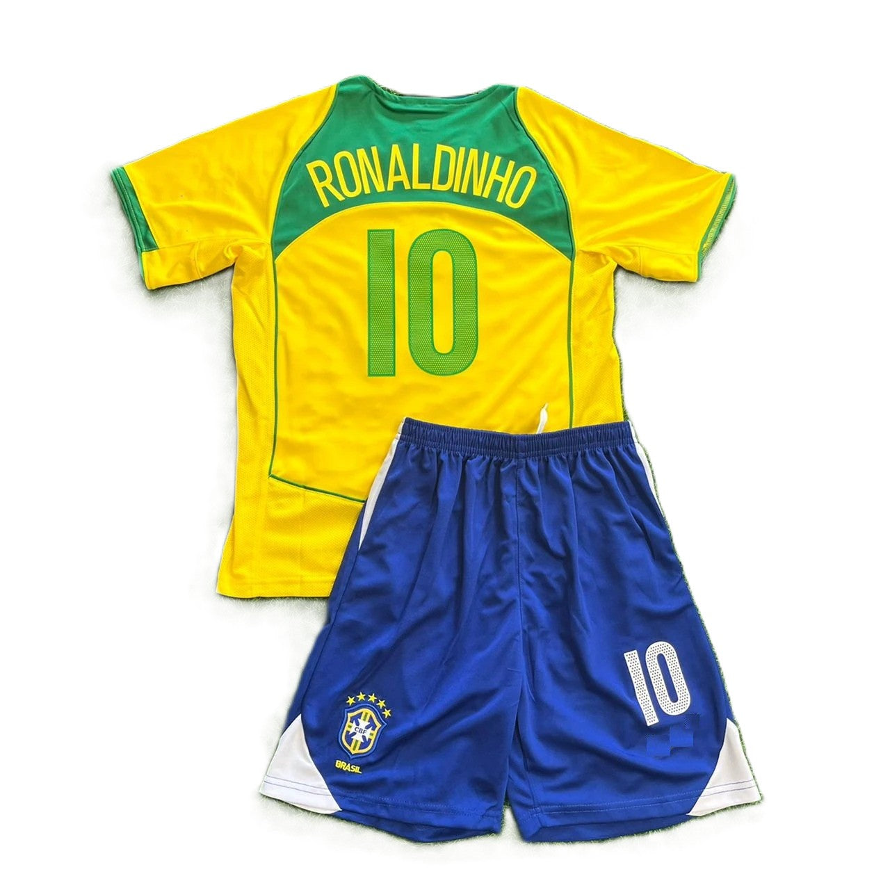 Piłkarski Komplet Strój Dziecięcy Brazylia 2004 Home Retro