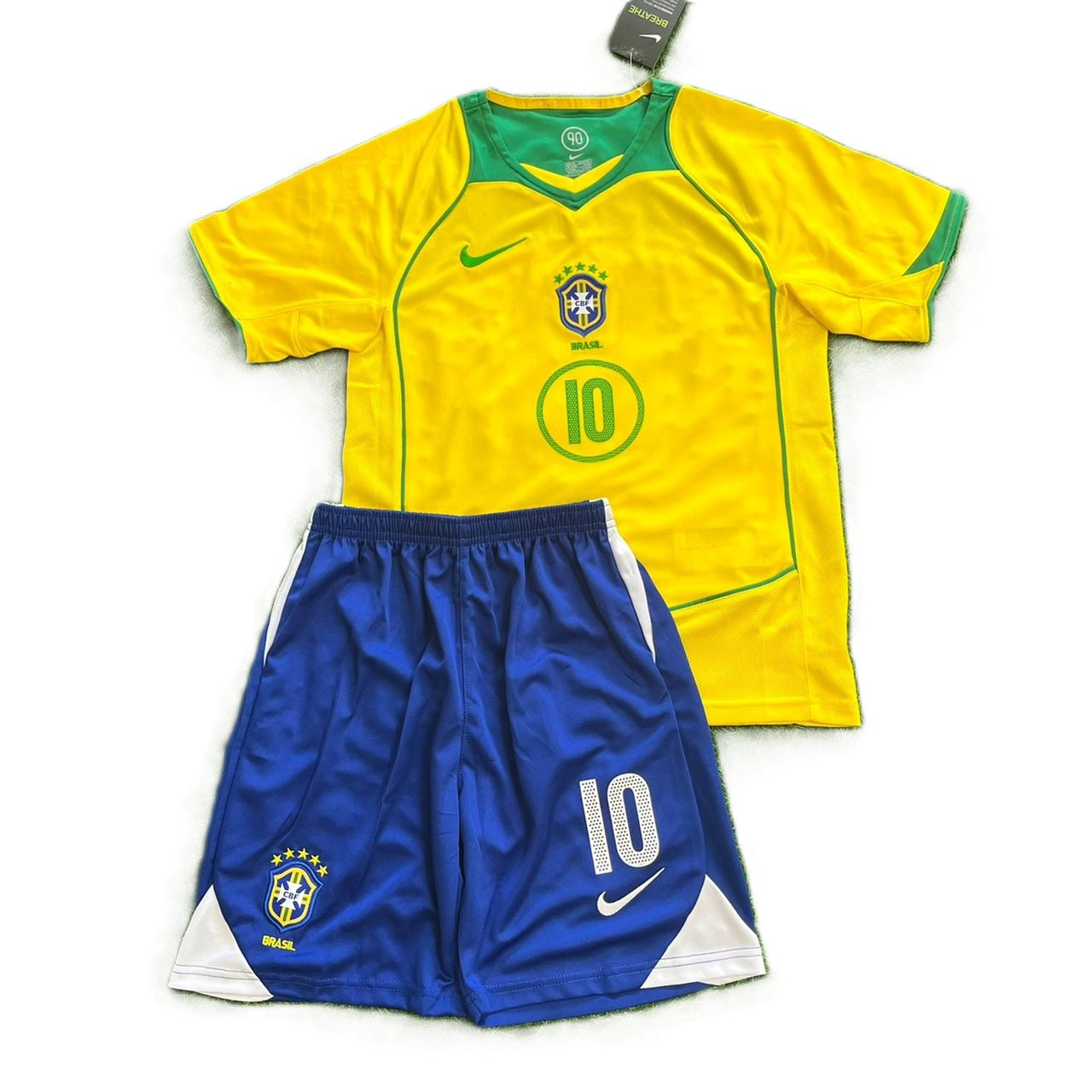 Piłkarski Komplet Strój Dziecięcy Brazylia 2004 Home Retro
