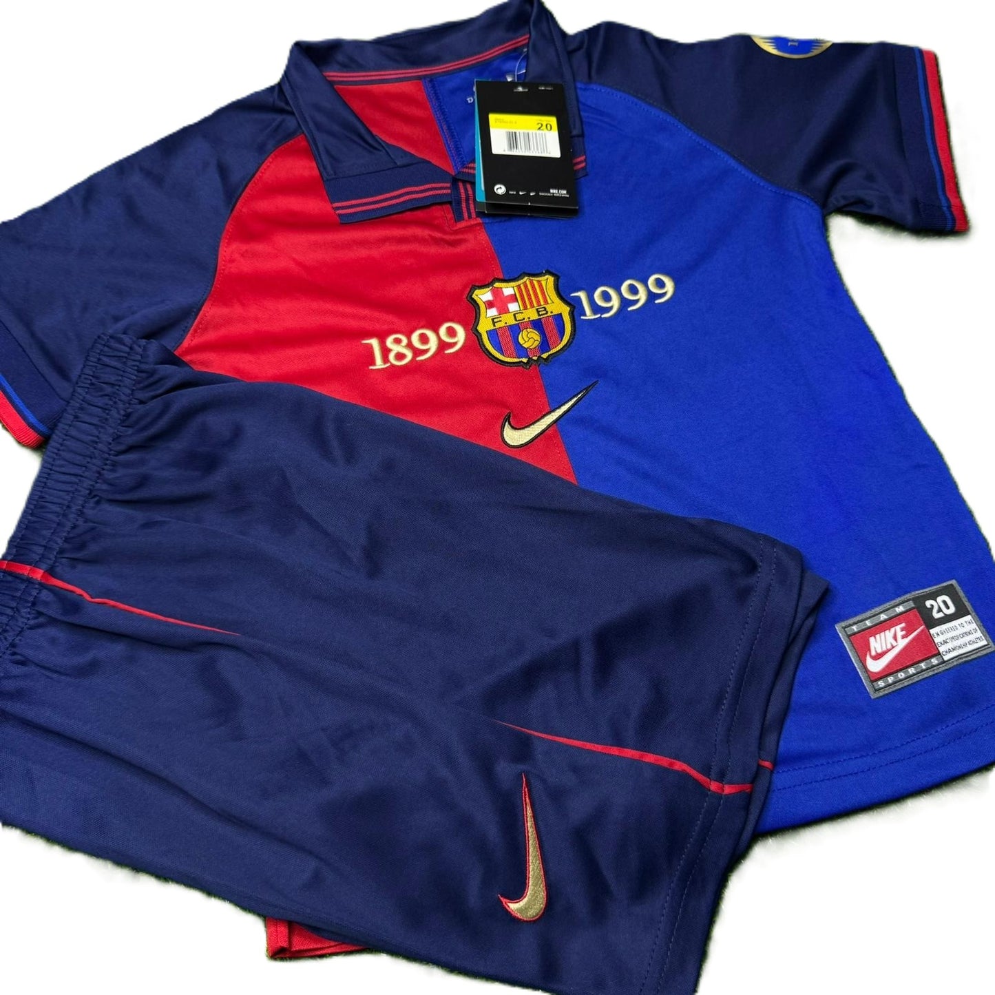 Piłkarski Komplet Strój Dziecięcy FC Barcelona 1999/2000 Home Retro