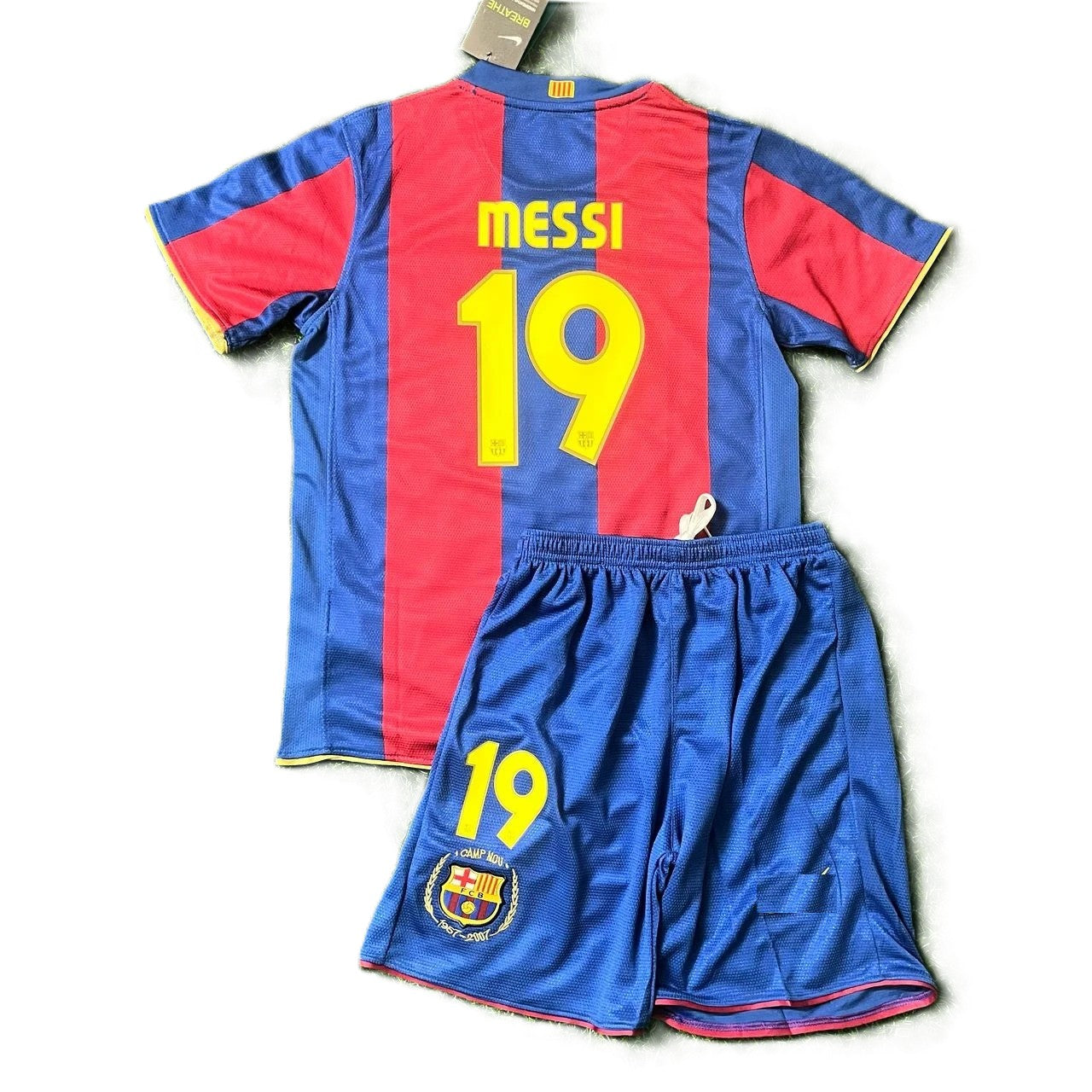 Piłkarski Komplet Strój Dziecięcy FC Barcelona 2007/2008 Home Retro