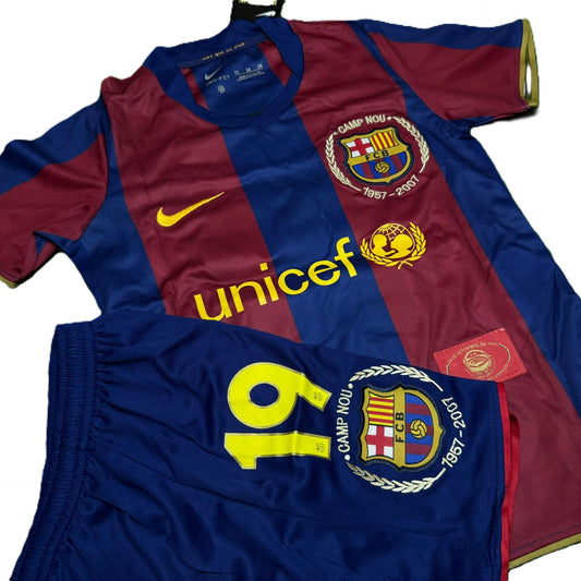 Piłkarski Komplet Strój Dziecięcy FC Barcelona 2007/2008 Home Retro