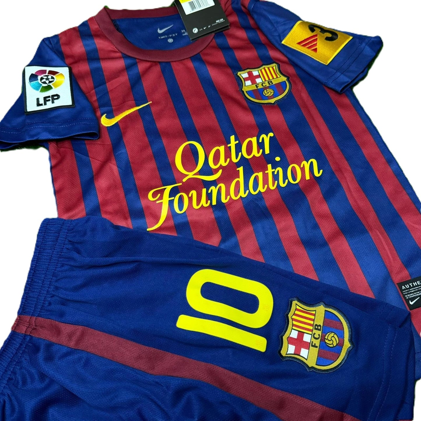 Piłkarski Komplet Strój Dziecięcy FC Barcelona 2011/2012 Home Retro