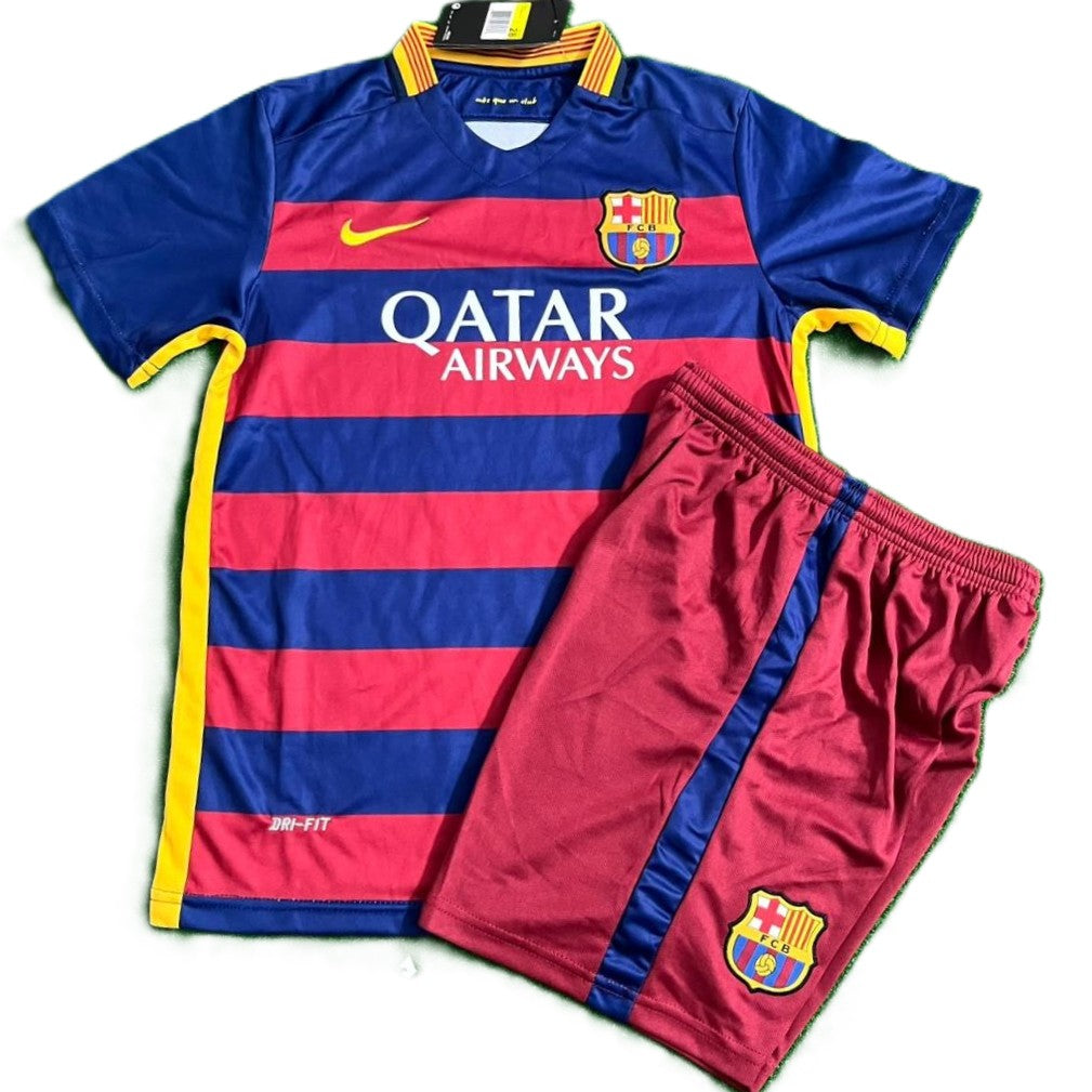Piłkarski Komplet Strój Dziecięcy FC Barcelona 2015/2016 Home Retro
