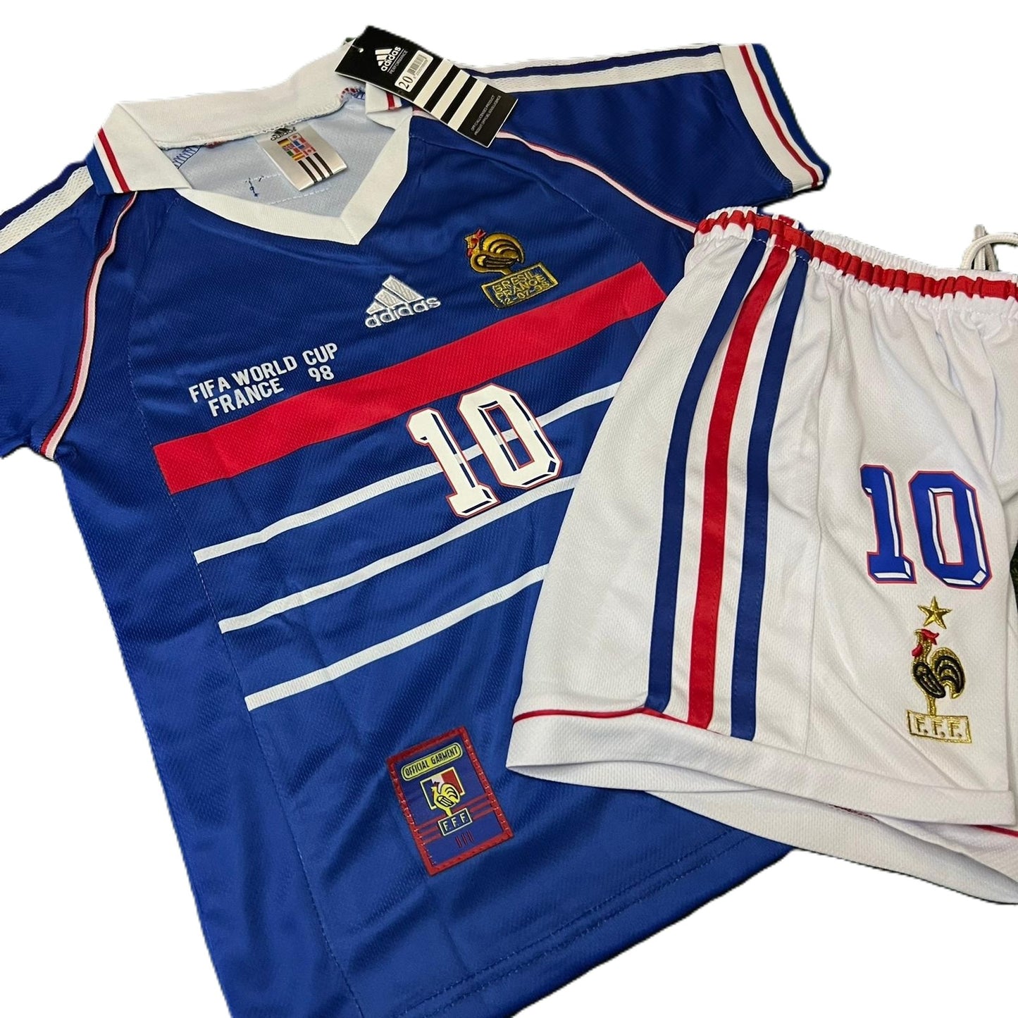 Piłkarski Komplet Strój Dziecięcy Francja 1998 Home MŚ Retro