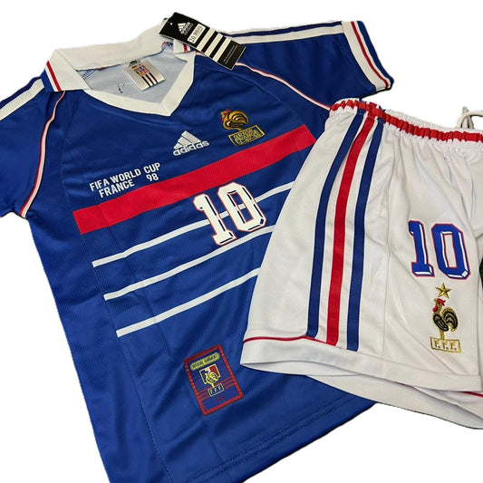 Piłkarski Komplet Strój Dziecięcy Francja 1998 Home MŚ Retro