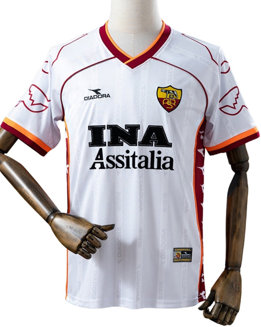 Koszulka Piłkarska AS Roma 1999/2000 Away White Retro