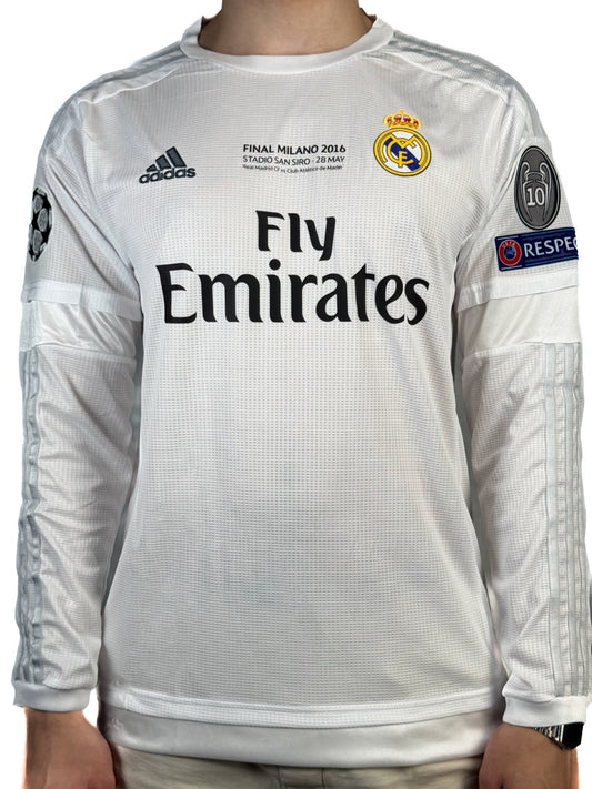 Koszulka Piłkarska Real Madryt 2015/2016 Home Retro Długi Rękaw