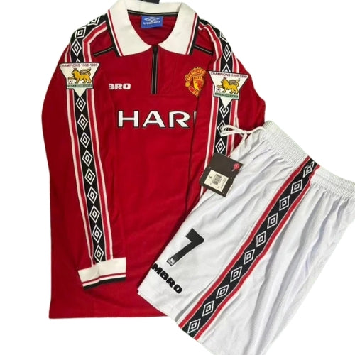 Komplet Piłkarski Dziecięcy Manchester United 1998/1999 Home Retro Dł Rękaw
