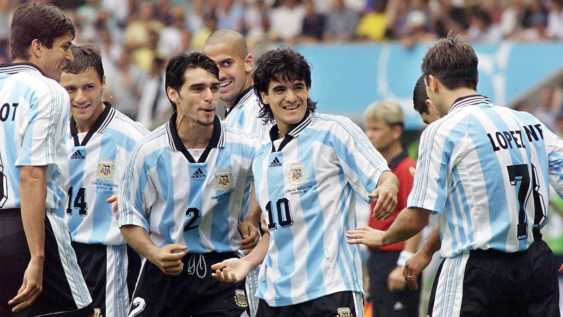 Piłkarski Komplet Strój Dziecięcy Argentyna 1998 Home MŚ Retro
