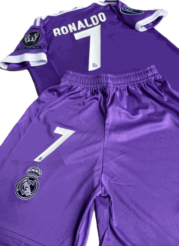 Komplet Dziecięcy Strój Piłkarski Real Madryt UCL Final 2016/2017 Away Retro