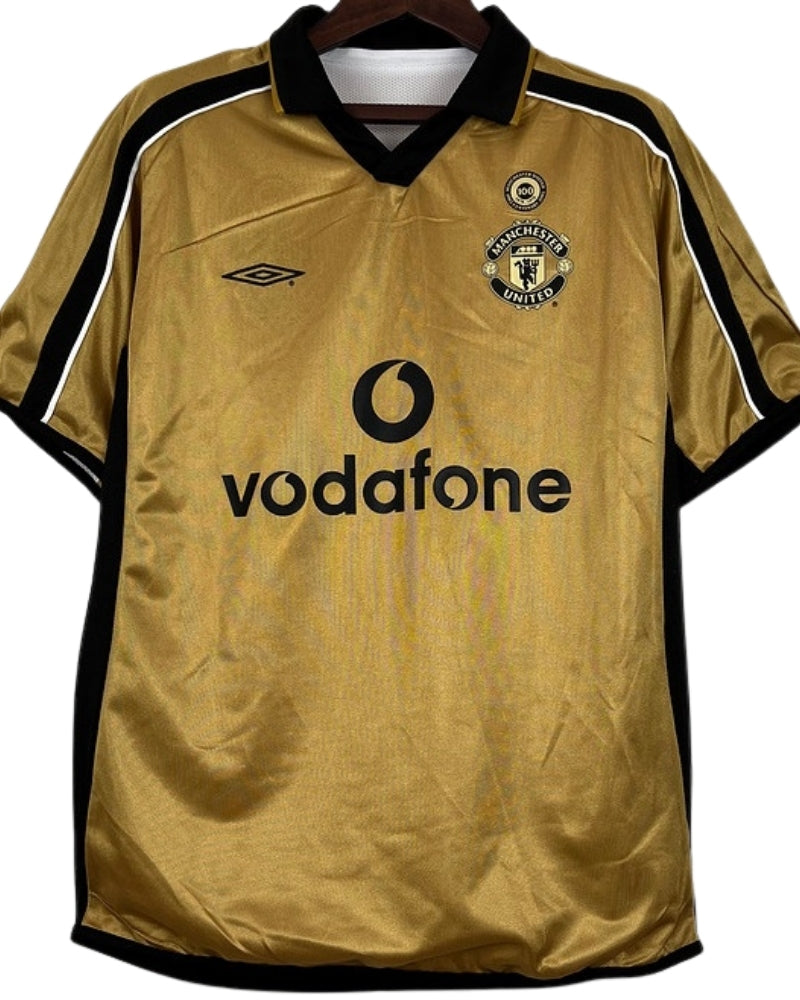 Koszulka Piłkarska Manchester United 2001/2002 100th Anniversary Gold Retro