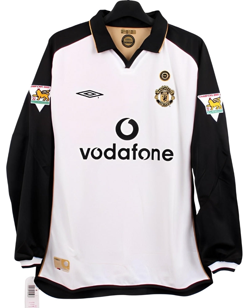 Koszulka Piłkarska Manchester United 2000/2001 Centenary White Retro Dł Rękaw