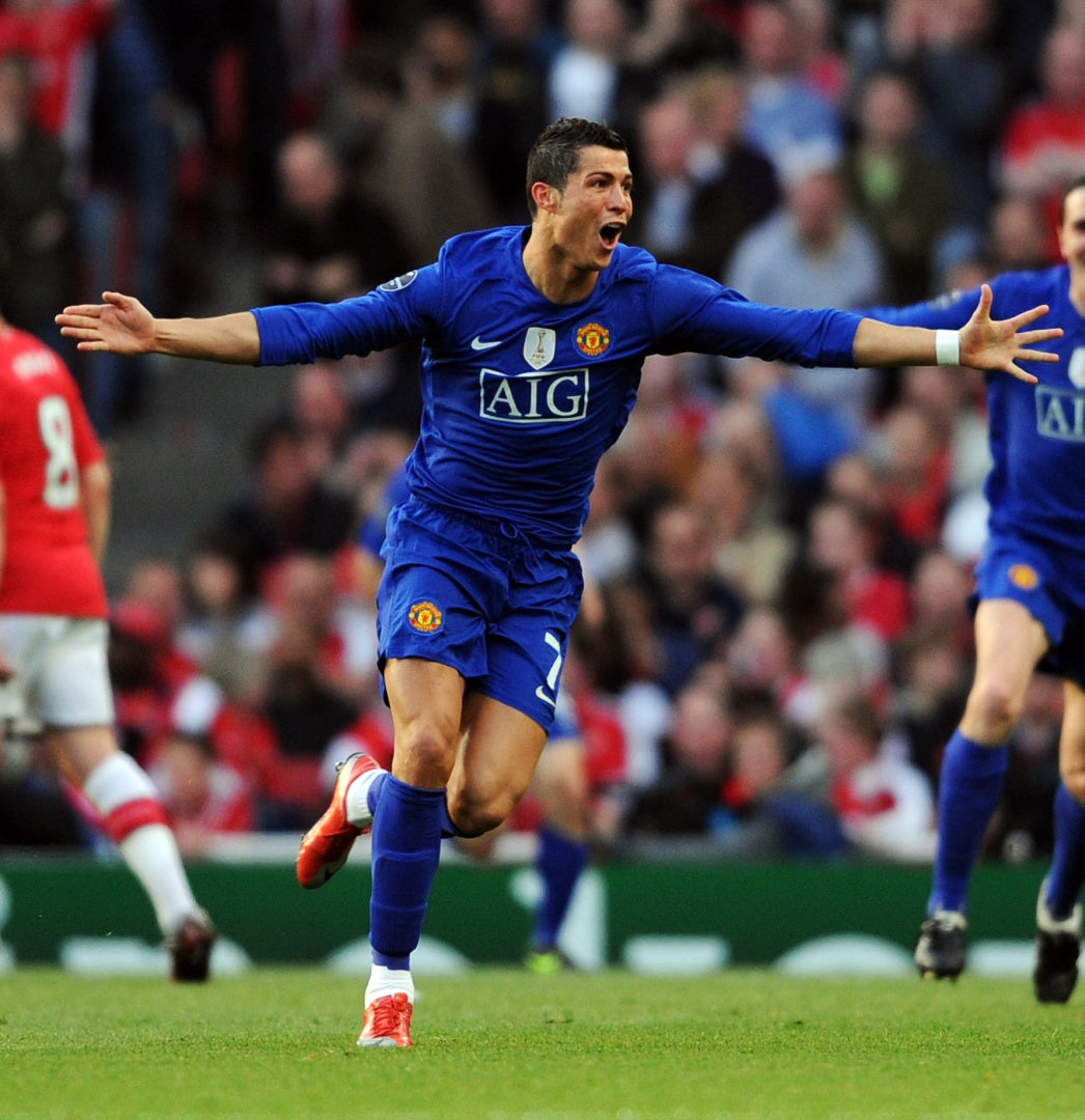 Koszulka Piłkarska Manchester United 2008/2009 Away Blue Retro Dł Rękaw