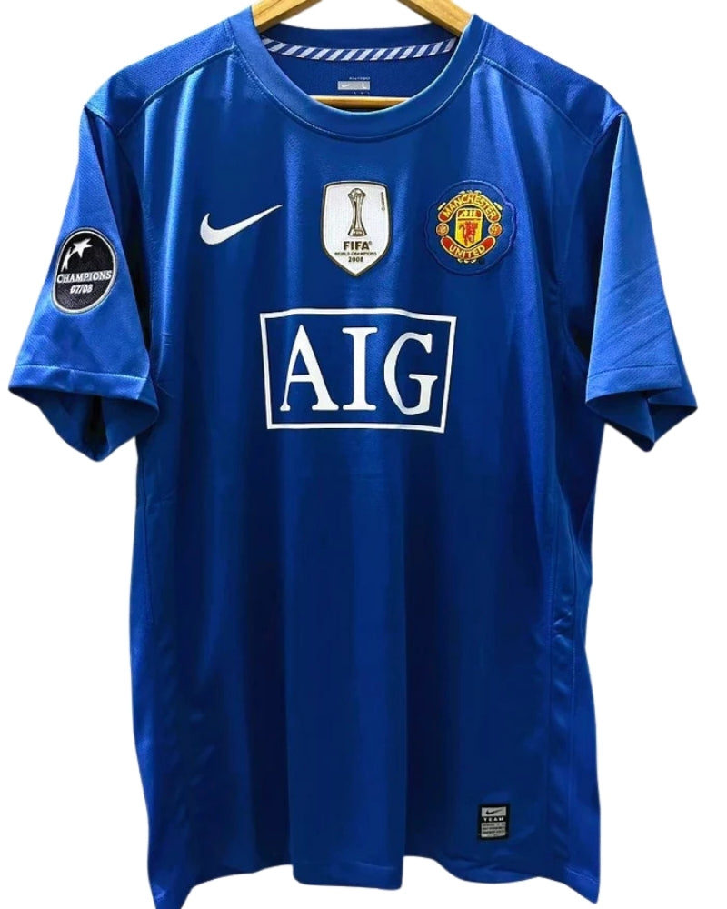 Koszulka Piłkarska Manchester United 2008/2009 Away Blue Retro