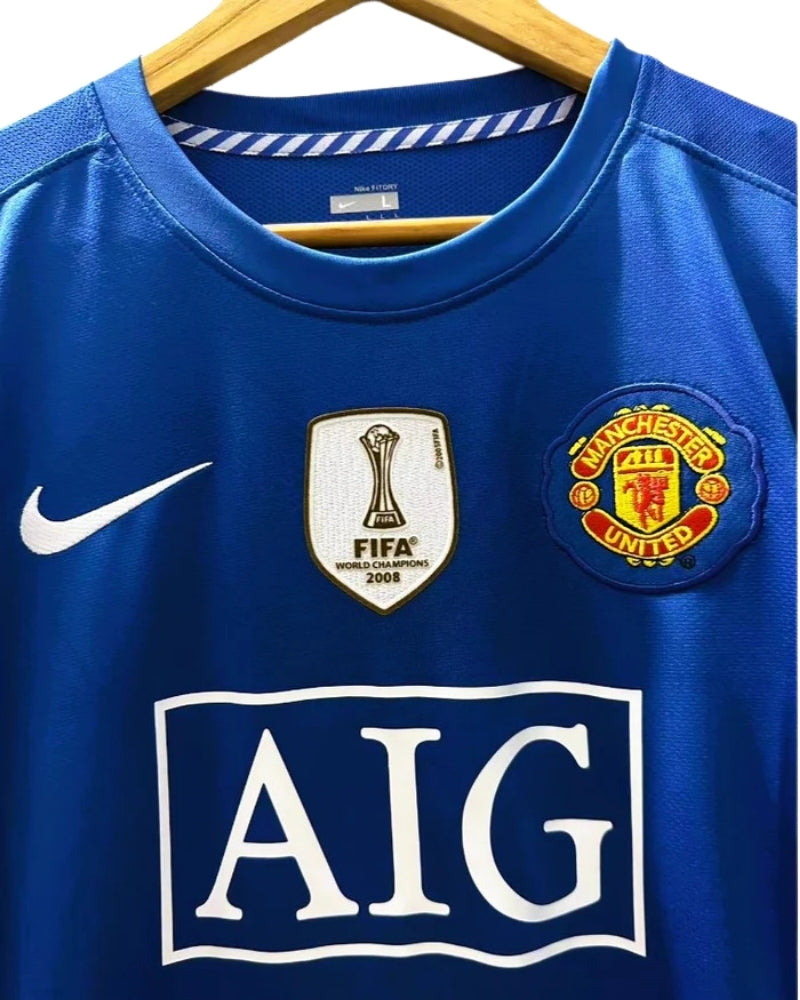 Koszulka Piłkarska Manchester United 2008/2009 Away Blue Retro