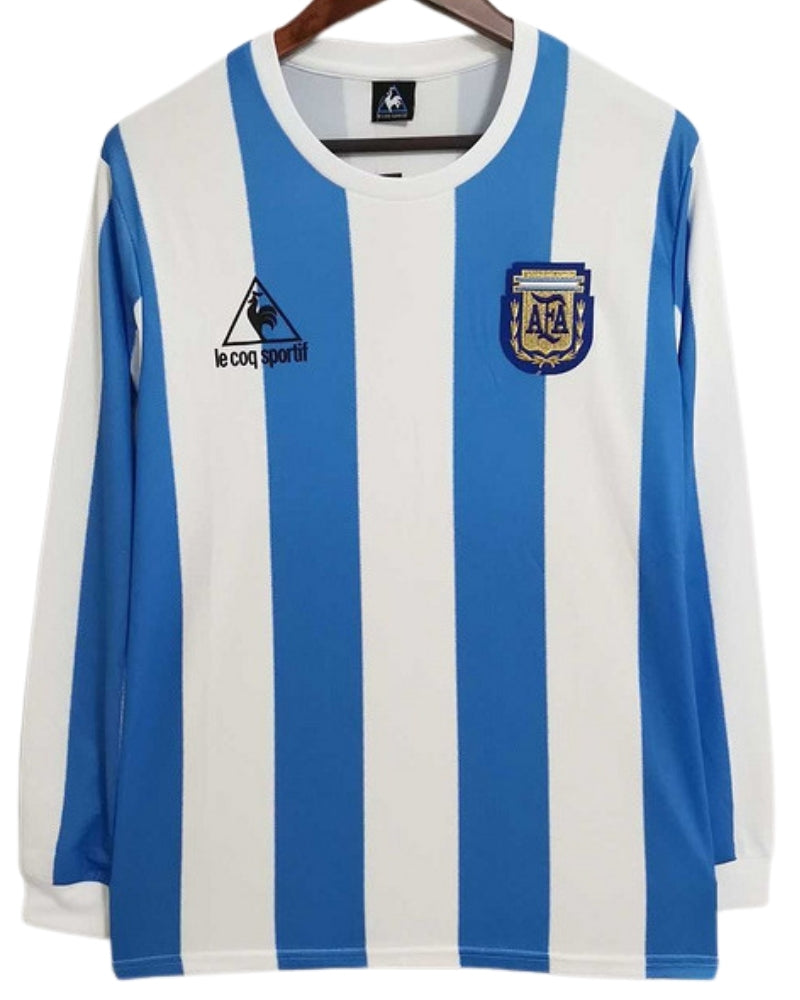 Koszulka Piłkarska Argentyna 1986 Home Retro Dł Rękaw